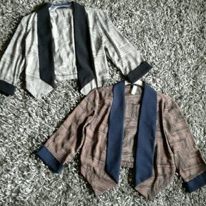 Striped Crop Top Open Blazer Bundle